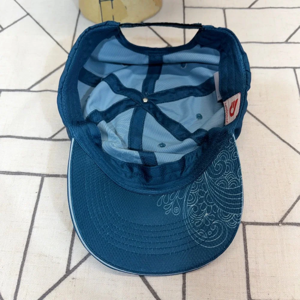 Headsweats Performance Running Hat OS Teal Blue Floral Paisley Adjustable Cap